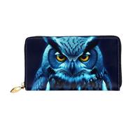 Portefeuille Tower Bridge à Londres pour femme - Grande capacité - Porte-cartes de crédit - Fermeture éclair - Pochette de voyage pour femme, bleu/motifs chouettes, Taille unique, Classique