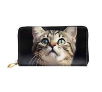 Portefeuille Tower Bridge à Londres pour femme - Grande capacité - Porte-cartes de crédit - Fermeture éclair - Pochette de voyage pour femme, chat, Taille unique, Classique