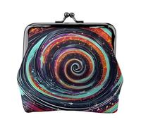 Portefeuille unique avec motif spatial cosmique en spirale, joli portefeuille à fermeture baiser, imperméable pour pièces de monnaie