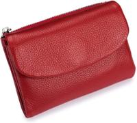 Portefeuille unisexe à trois volets en cuir grainé souple avec fentes pour cartes, poche pour pièces de monnaie et profil fin, portefeuille minimaliste pour un usage quotidien, les voyages et les