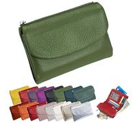 Portefeuille Unisexe en Cuir Galet, Porte-Monnaie Court en Cuir Véritable pour Pièces Et Cartes, Petit Porte-Monnaie Compact À Deux Volets avec Porte-Cartes, Pochette De 13,5 Cm, Petit Portefeuil (F)
