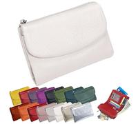 Portefeuille Unisexe en Cuir Galet, Porte-Monnaie Court en Cuir Véritable pour Pièces Et Cartes, Petit Porte-Monnaie Compact À Deux Volets avec Porte-Cartes, Pochette De 13,5 Cm, Petit Portefeuil (N)