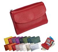 Portefeuille Unisexe en Cuir Galet, Porte-Monnaie Court en Cuir Véritable pour Pièces Et Cartes, Petit Porte-Monnaie Compact À Deux Volets avec Porte-Cartes, Pochette De 13,5 Cm, Petit Portefeuil (B)