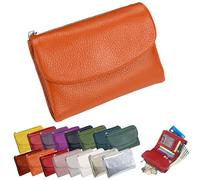 Portefeuille Unisexe en Cuir Galet, Porte-Monnaie Court en Cuir Véritable pour Pièces Et Cartes, Petit Porte-Monnaie Compact À Deux Volets avec Porte-Cartes, Pochette De 13,5 Cm, Petit Portefeuil (J)