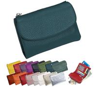 Portefeuille Unisexe en Cuir Galet, Porte-Monnaie Court en Cuir Véritable pour Pièces Et Cartes, Petit Porte-Monnaie Compact À Deux Volets avec Porte-Cartes, Pochette De 13,5 Cm, Petit Portefeuil (G)