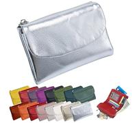 Portefeuille Unisexe en Cuir Galet, Porte-Monnaie Court en Cuir Véritable pour Pièces Et Cartes, Petit Porte-Monnaie Compact À Deux Volets avec Porte-Cartes, Pochette De 13,5 Cm, Petit Portefeuil (P)