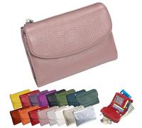 Portefeuille Unisexe en Cuir Galet, Porte-Monnaie Court en Cuir Véritable pour Pièces Et Cartes, Petit Porte-Monnaie Compact À Deux Volets avec Porte-Cartes, Pochette De 13,5 Cm, Petit Portefeuil (L)