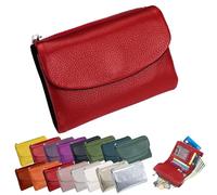 Portefeuille Unisexe en Cuir Galet, Porte-Monnaie Court en Cuir Véritable pour Pièces Et Cartes, Petit Porte-Monnaie Compact À Deux Volets avec Porte-Cartes, Pochette De 13,5 Cm, Petit Portefeuil (K)