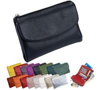 Portefeuille Unisexe en Cuir Galet, Porte-Monnaie Court en Cuir Véritable pour Pièces Et Cartes, Petit Porte-Monnaie Compact À Deux Volets avec Porte-Cartes, Pochette De 13,5 Cm, Petit Portefeuil (E)