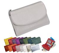 Portefeuille Unisexe en Cuir Galet, Porte-Monnaie Court en Cuir Véritable pour Pièces Et Cartes, Petit Porte-Monnaie Compact À Deux Volets avec Porte-Cartes, Pochette De 13,5 Cm, Petit Portefeuil (M)