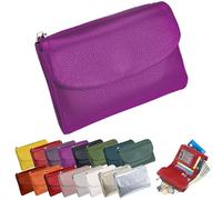Portefeuille Unisexe en Cuir Galet, Porte-Monnaie Court en Cuir Véritable pour Pièces Et Cartes, Petit Porte-Monnaie Compact À Deux Volets avec Porte-Cartes, Pochette De 13,5 Cm, Petit Portefeuil (D)