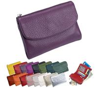 Portefeuille Unisexe en Cuir Galet, Porte-Monnaie Court en Cuir Véritable pour Pièces Et Cartes, Petit Porte-Monnaie Compact À Deux Volets avec Porte-Cartes, Pochette De 13,5 Cm, Petit Portefeuil (C)