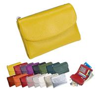 Portefeuille Unisexe en Cuir Galet, Porte-Monnaie Court en Cuir Véritable pour Pièces Et Cartes, Petit Porte-Monnaie Compact À Deux Volets avec Porte-Cartes, Pochette De 13,5 Cm, Petit Portefeuil (A)