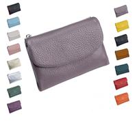 Portefeuille Unisexe en Cuir Galet, Porte-Monnaie en Cuir Pleine Fleur avec Porte-Cartes, Compartiment à Monnaie Et Fentes pour Billets, Porte-Monnaie en VéRitable pour Homme Et Femme (B)