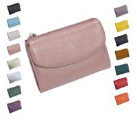 Portefeuille Unisexe en Cuir Galet, Porte-Monnaie en Cuir Pleine Fleur avec Porte-Cartes, Compartiment à Monnaie Et Fentes pour Billets, Porte-Monnaie en VéRitable pour Homme Et Femme (L)