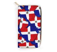 Portefeuille unisexe en cuir lisse avec fermeture éclair, drapeau de la République dominicaine, poches intérieures multiples, sac à main léger et portable pour les voyages et les activités de plein ai