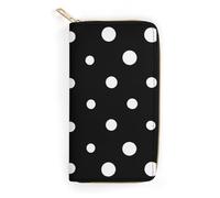 Portefeuille unisexe léger en cuir à pois noirs et blancs, avec poches pour carte d'identité et plusieurs emplacements pour cartes. Pochette portable et facile à transporter, idéale pour les voyages e