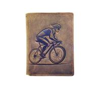 Portefeuille VELO Cuir vintage, RFID Blocage, 3 volets avec pression, carte, permis, identité et monnaie - Idée cadeau - Marron