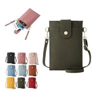 Portefeuille vertical ultra fin pour femme, sac à bandoulière en polyuréthane, porte-monnaie avec fentes pour cartes, sac à bandoulière 2025, Vert, Taille unique