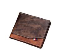 Portefeuille vintage à deux volets en cuir brillant pour homme, double compartiment fin, surface lisse, porte-monnaie, couleur café classique, cadeau pour homme, Couleur café., 10, Classique