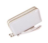 Portefeuille vintage à double compartiment - Porte-monnaie et dragonne rétro à fermeture éclair - Accessoire for femme avec rangement sécurisé pour les achats liés aux voyages(White)