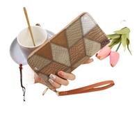 Portefeuille vintage décontracté contrasté durable avec fermeture éclair pour femme, A3, 1.0*1.0*1.0