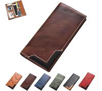 Portefeuille Vintage en Cuir de Vachette Upliftjoys, Portefeuille Long à Deux Volets pour Homme, Portefeuilles fabriqués à la Main, Plusieurs Compartiments, Grande capacité (Marron)