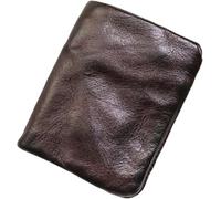 Portefeuille vintage en cuir tanné végétal brossé à la main - Portefeuille souple rétro à fermeture éclair multi-fentes pour cartes pour hommes et femmes, Coffee, taille unique pour tous, One Style