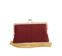 Portefeuille Vintage en Cuir véritable avec Serrure Kiss, Grande capacité, Double Clip, Portefeuille de Voyage, Porte-Monnaie encadré, Sac de Rangement for Cartes et clés