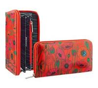 Pylones, Portefeuille - Voyage Coquelicots Tissu Enduit 19 x 11 cm, Rouge