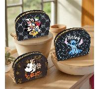 Portefeuille zippé en forme de coquillage Mickey et Minnie, porte-monnaie imprimé Stitch avec fentes pour cartes et poche pour billets, en PU pour femmes, cadeau mignon Style-C,Style A,Style BCartoonP