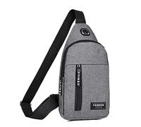 Portefeuille Zipper Hommes et femmes petit sac à bandoulière bandoulière sac à main polyvalent une sangle sac de sport avec trou pour écouteurs Casque Gaming Sans Fil (Grey, One Size)