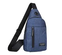 Portefeuille Zipper Hommes et femmes petit sac à bandoulière bandoulière sac à main polyvalent une sangle sac de sport avec trou pour écouteurs Casque Gaming Sans Fil (Blue, One Size)