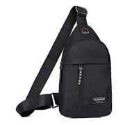 Portefeuille Zipper Hommes et femmes petit sac à bandoulière bandoulière sac à main polyvalent une sangle sac de sport avec trou pour écouteurs Casque Gaming Sans Fil (Black, One Size)