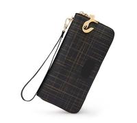 Portefeuilles à bracelet pour femmes Portefeuille En Cuir Fendu For Femme, Pochette À Deux Volets Avec Dragonne, Porte-cartes Tendance, Porte-monnaie, Sac For Téléphone Portable, D'argent(Black)
