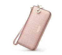 Portefeuilles à bracelet pour femmes Portefeuille En Cuir Fendu For Femme, Pochette À Deux Volets Avec Dragonne, Porte-cartes Tendance, Porte-monnaie, Sac For Téléphone Portable, D'argent(Pink)