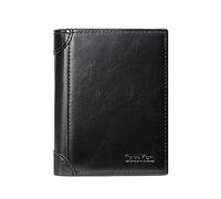 Portefeuilles à imprimé vache pour femmes et hommes, double ample, court, couleur unie, multi-fonctions, portefeuille vertical coréen en tissu PU pour femmes, Noir , Taille unique