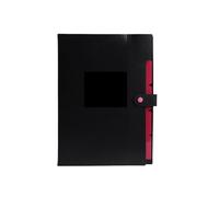 Portefeuilles à reliure en plastique Dossiers accordéon classiques de 5 pages - Sacs rangement documents A4 avec matière et support rouleau test durables (bleu)(Black)