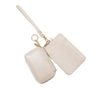 Portefeuilles double pochette porte-clés petit portefeuille avec pochettes pour pièces de monnaie, porte-cartes de voyage, sport, extérieur fermeture éclair autour du porte-clés, blanc, Beauté de
