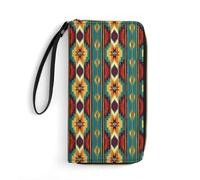 Portefeuilles élégants pour femmes, fermeture éclair, emplacement pour carte de crédit et d'identité, design léger et portable, idéal pour les voyages, style ethnique navajo amérindien du Sud-Ouest am