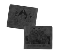 Portefeuilles en cuir gravés sur mesure avec photo,Portefeuille personnalisé pour homme,Portefeuilles à double volet avec texte pour papa, mari, grand-père,Cadeau pour la fête des pères (noir)