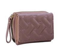 Portefeuilles for Femmes en Cuir Tri-Fold Petit Portefeuille Mignon Porte-Carte Multi-Carte Fente Porte-Monnaie pour Les Fêtes Et Les Voyages(Purple)