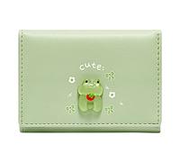 Portefeuilles Hommes Imprimer Court Caricature-Fruits-Mignon Mini Clip Filles Porte-Monnaie Portefeuille Femme Grande Tête de Mort, vert, Taille unique