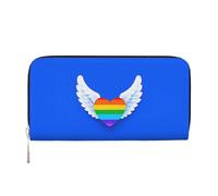 Portefeuilles LGBT Love Wings en Cuir PU pour Femmes et Hommes, Porte-Cartes à Fermeture éclair, Porte-Monnaie à Longue Pochette
