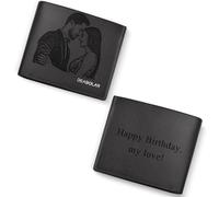 Portefeuilles Personnalisés pour Hommes, Portefeuille en Cuir Personnalisé avec Gravure Photo et Texte, Portefeuille à Deux Volets avec Fenêtre d'Identification, Cadeaux pour Hommes, Papas et Maris