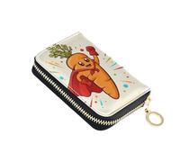 Portefeuilles pour cartes avec blocage RFID, fermeture éclair autour du portefeuille pour femme et homme avec poche pour pièces de monnaie, carotte de dessin animé, super-héros, beige