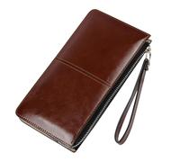 Portefeuilles pour femme - Grand sac à main avec dragonne - Portefeuille pour téléphone - Joli portefeuille long et fin pour la vie quotidienne - Portefeuille tendance pour homme, marron, Taille