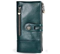 Portefeuilles pour Femmes Portefeuille Femmes Vache en Cuir Double Fermeture À Glissière Walets en Cuir Véritable Femme Bourse Longue Femmes Portefeuilles Dames Pochette Titulaire De La Carte (Color