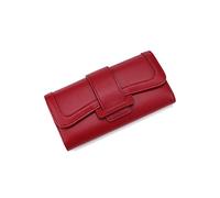 Portefeuilles pour Femmes Portefeuilles en Cuir Simples pour Femmes Portefeuille à Trois Volets Porte-Carte Longue Pochette Dame Sac à Main pour Quotidien (Color : Red)