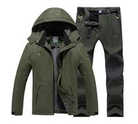 Portefeuilles rigides de ski d'hiver coupe-vent avec capuche veste et pantalon adaptés pour vêtements de ski occasionnels en plein air vêtements élégants, Ag #4, 5X-Large